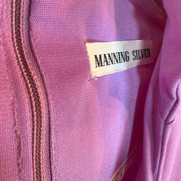 Y2K Vintage Lavender Bell Bottom Pantsuit – Manning Silver Disco Set XS/S - Picture 6 of 10